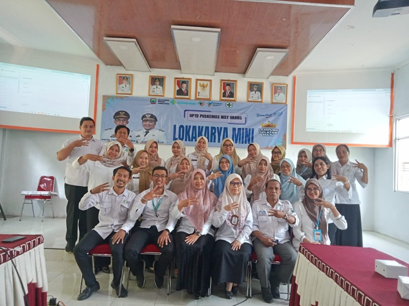 kegiatan Validasi SISMAL (Sistem Informasi Malaria) Semester 1 Tahun 2026 yang diselenggarakan di Aula UPTD Puskesmas Way Urang. Acara ini dihadiri oleh para pengelola program penanggulangan malaria se-Kabupaten Lampung S
